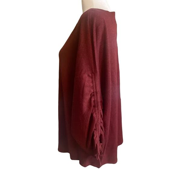 Max Studio Wine Tie Cinched Sleeve Ribbed Top Size 1X NWT - Picture 5 of 10
